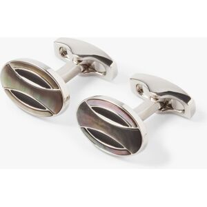 Simon Carter Deco Curve Mother Of Pearl Cufflinks, Grey Silver - Grey Silver - Male