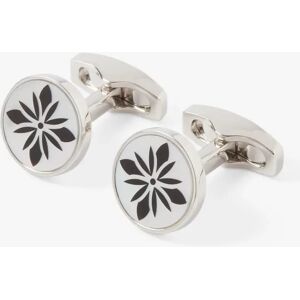 Simon Carter Tile Print Blue Mother of Pearl Cufflinks - White Silver - Male