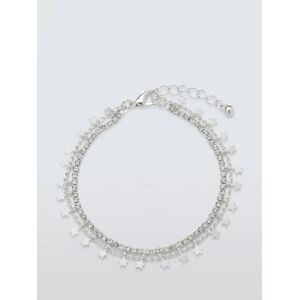 John Lewis Star & Diamante Layered Chain Bracelet, Silver - Silver - Female