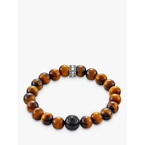 THOMAS SABO Men's Rebel At Heart Beaded Tiger Eye Bracelet, Deep Orange/Black - Deep Orange/Black - Male