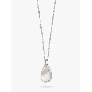 Daisy Tech London Mother of Pearl Pendant Necklace, Silver - Silver - Female