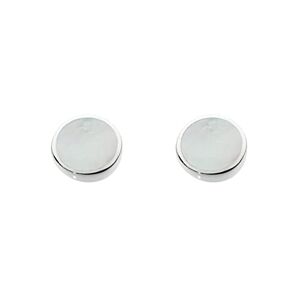 Dew Sterling Silver and Mother of Pearl Shell Round Stud Earrings