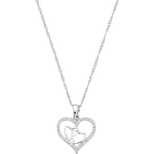 Amor necklace with pendant 925 sterling silver ladies necklace, with cubic zirconia synth, 42 cm, silver, heart, Comes in jewelry gift box, 9188345