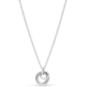 Pandora Moments Women's Sterling Silver Family Always Encircled Pendant Necklace, 60cm, No Box