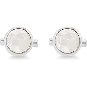 Tuscany Silver Men's Sterling Silver Faceted Mother of Pearl 15mm Round Cufflinks