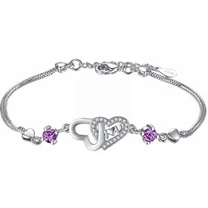 Shffuw Top Watches for Men Fashion Double Heart Shaped Bracelet Female Jewelry Bracelets Zircon Charm Bracelets For Women Wedding Jewelry Gifts Stacking Bracelets (Purple, One Size)