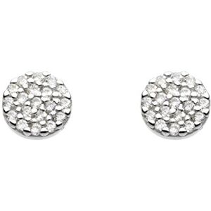 Dew Sterling Silver and Cubic Zirconia Disc Stud Earrings 3875CZ