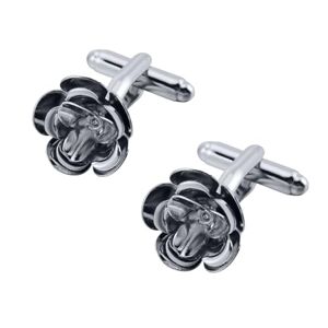 ANAZOZ Cuff Link for Men Silver,Men's Brass Cufflinks Flower Cufflinks Silver