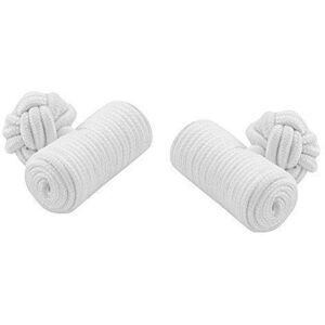 Funky Cufflinks~com White Barrel Silk Knot Cufflinks