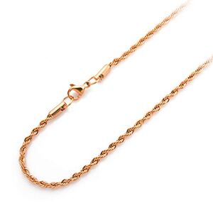 Monera Design Co., Ltd. 555Jewelry Stainless Steel High Polish Classic Charm Cable Chain Twisted Singapore Rope Link Secure Single Claw Clasp Necklace Women Men Unisex Jewelry Accessory, Rose Gold 18 Inch