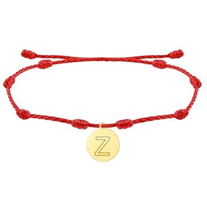 Generic 26 Initial Bracelet Red Seven Knot Bracelet Gold Plated Letter Woven Bracelet Dainty Heart Charm Bracelet Woven Bracelet For Men Women Girls Bride Jewelry for Wedding Day (Z, One Size)