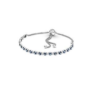 Pandora Timeless Rhodium plated sterling silver bracelet with moonlight blue crystal and clear cubic zirconia, 1