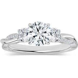 ALLORYA IGI Certified 3/4 Carat Round Lab Grown White Diamond Twisted Engagement Ring for Her in 925 Sterling Silver Size 5.5