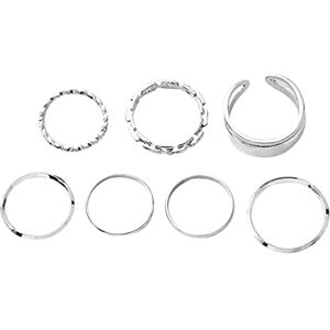 Generic Rings for Teen Girls Size 8 Geometric 7pcs Street Irregular Style Ring CombinationAlloy Creative Jewelry Rings Plus Size Rings (Silver, One Size)