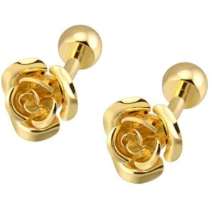 ANAZOZ Cufflinks for Groomsmen Gold,Mens Cufflinks Brass Rose Flower Cuff Links Mens Gold Cufflinks for Men