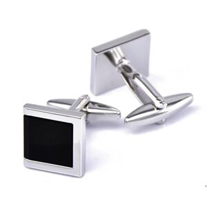 Hokech Square Black Agate Business Cufflinks, Sleeve Studs, Men'S French Shirt Buttons