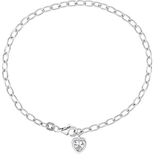 Amor bracelet 925 sterling silver ladies arm jewelry, with cubic zirconia synth, 19 cm, silver, heart, Comes in jewelry gift box, 9048120