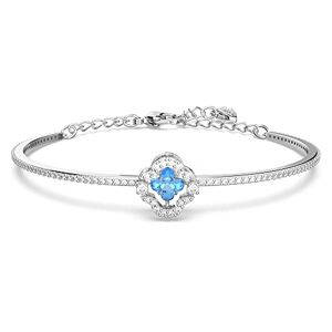 Swarovski Sparkling Dance Bangle, Clover Design Floating Aquamarine Crystal in a Rhodium Plated Setting, from the Sparkling Dance Collection