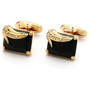 Xqmart Men's Cufflinks Black Crystal Gold Angel Wings Business Formal Shirt Wedding Cufflinks Gift (D as shown in the picture)