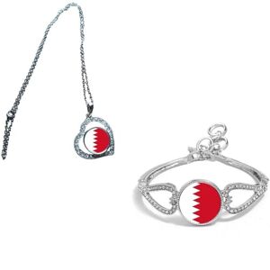 PJ4U Set Of 2 Bahrain Silver Colour Diamante Bracelet And Necklace With Gift Bag