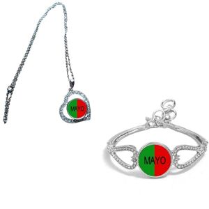 Set Of 2 County MAYO Irish Silver Colour Diamante Bracelet And Necklace With Gift Bag
