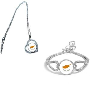 PJ4U Set Of 2 Cyprus Silver Colour Diamante Bracelet And Necklace With Gift Bag