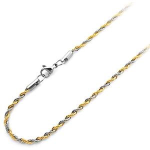 Monera Design Co., Ltd. 555Jewelry Stainless Steel High Polish Classic Charm Cable Chain Twisted Singapore Rope Link Secure Single Claw Clasp Necklace Women Men Unisex Jewelry Accessory, Yellow Gold 18 Inch