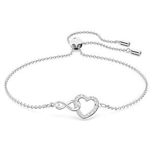 Swarovski Infinity bracelet, Infinity and heart, White, Rhodium plated