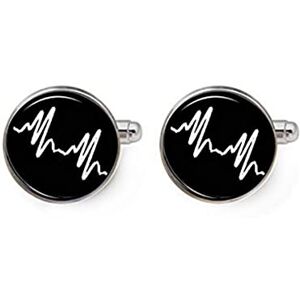 Elf House Small Elf Heartbeat Cufflink Heartbeat Line Rate Graph Doctor Nurse Wave Medical Silver Men Cardiogram Anniversary Wedding Jewelry