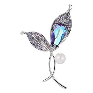 Ljqzfwxx Pin Jewelry Gifts for Women Leaf Brooches Inlaid Crystal Elegant Ladies Brooch - Fashion Dresses Sweater Chain Corsage Accessories (b)