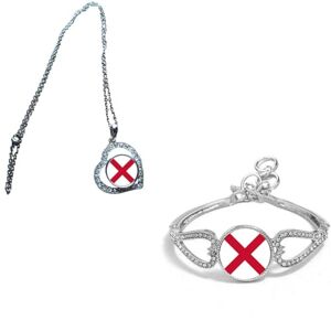 PJ4U Set Of 2 St Patricks Ireland Silver Colour Diamante Bracelet And Necklace With Gift Bag