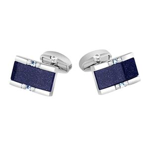 Rwraps Men's Cufflinks Silver Color Tone Crystal Blue Sand Cuff Link Wedding Groom Gift (A One Size)