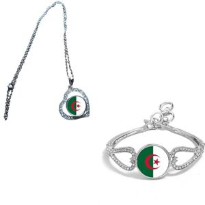 Set Of 2 Algeria Silver Colour Diamante Bracelet And Necklace With Gift Bag