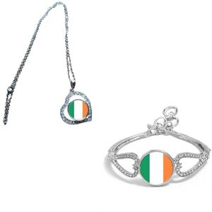 PJ4U Set Of 2 Ireland Silver Colour Diamante Bracelet And Necklace With Gift Bag