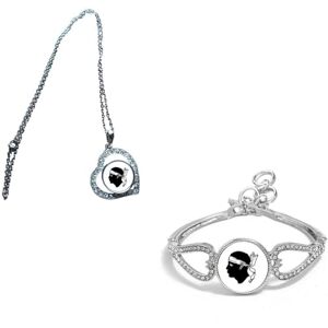 PJ4U Set Of 2 Corsica Silver Colour Diamante Bracelet And Necklace With Gift Bag