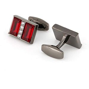 Generic Cufflinks Golden Men's Business Banquet Wedding Daily Accessories Gifts Vintage French Shirt Red Crystal Cuff Links (Color : Black Gun Plated) (Black Gun Plated A)