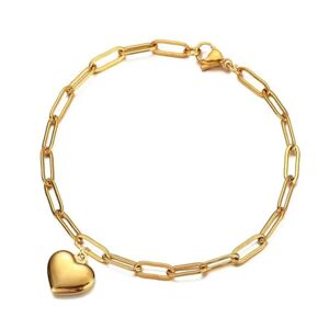 bicup Bracelet Bracelets Women Men Jewellery Jewelry Romantic Paperclip Chain Bracelet Female Heart Bracelets For Women Goldcolor