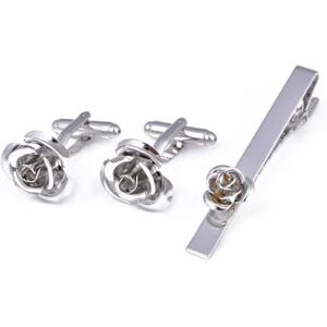 AMDXD Cufflinks Tie Clip, Rose Flowers Cufflinks, Gold/Silver/Black Cufflinks Tie Clips for Men for Wedding, Engagement, Valentine's Day, Anniversary, copper, No cubic zirconia