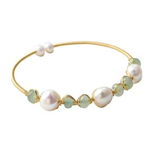 Generic Pearl Elegant Bracelet Female Simple Design Adjustable Opening Fashion Hand Jewelry Bridesmaid Jewelry Set for Wedding (Gold, One Size)
