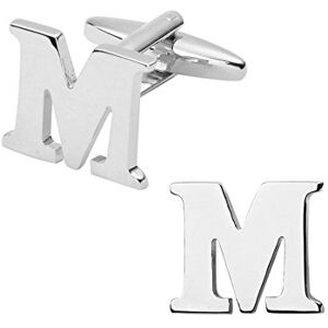 Mens Cufflinks Style Initial Alphabet Cufflinks Letter M Cufflink Silver White Steel Wedding accessories Business Present Cufflinks Gift