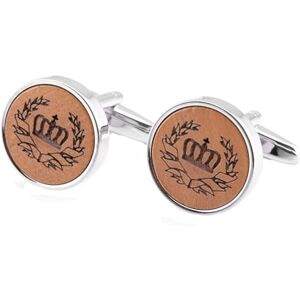 AMDXD Personalised Cufflinks Round Crown Cufflinks Wedding Men Silver Cufflinks for Men Wedding Engagement Valentine's Day Anniversary, Copper, No cubic zirconia