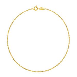 PLANETYS - 18K Yellow Gold Plated 925 Sterling Silver Singapore Chain Anklet Width: 1 mm