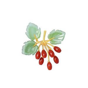 Haoduoo Pin Jewelry Gifts for Women Ladies Elegant Accessories Jade Red Coral Dogwood Shape Brooch Luxury Wedding Banquet Brooch Jewelry Brooches & Pins