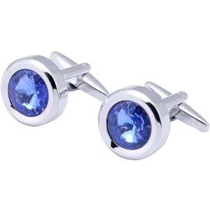 Aotiwe Men Cufflinks Blue, Groomsmen Cufflinks Round Cubic Zirconia Copper Men Anniversary Jewelry