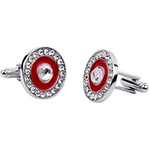 Asdchzen Jewelry Men'S Cufflinks Fashion Round Crystal Rhinestone Enamel Round Cufflinks Shirt Crystal Cufflinks Shirt Button Wedding Accessories (Random)