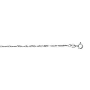 Jewelryweb 14ct White Gold 1.5mm Sparkle Cut Singapore Chain With Spring Ring Clasp Anklet Jewelry for Women - 25 Centimeters