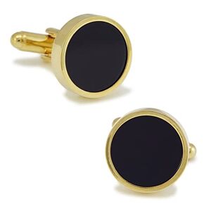 Gutsii Black Agate Wearing Gold Cufflinks Shirt Accessories Metal Personalized For Women And Men Cufflinks Gifts (Color : A) (A)