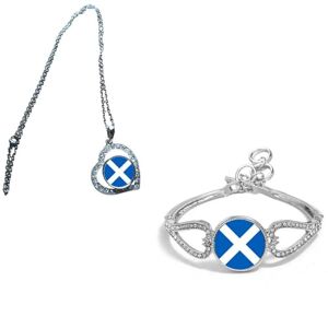 PJ4U Set Of 2 St Andrews Scotland Light Blue Silver Colour Diamante Bracelet And Necklace With Gift Bag