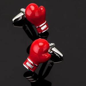 REXOUS 1 Pair Men Shirt Cufflinks Red Boxing Glove Cufflinks Designer Button-Default