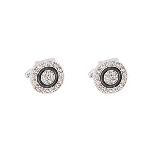 Xqmart Round crystal zircon cufflinks for men's shirts french cufflinks design niche diamond